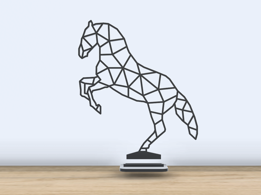 geometric poly - horse stand by jf-699 art 2d animal decor mammal barn riding office accessories desk standind fusion 360 3d print model - Mito3D