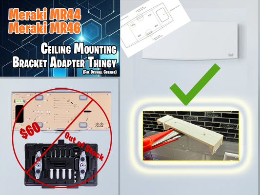 meraki mr44 mr46 techo montar soporte adaptador cosita by jackharvest pasatiempo bricolaje diy electrónica pared acortar thingiverse 3d print model - Mito3D