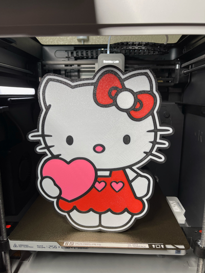 minou portant cœur lumière boîte by a3dprint art panneaux logos hello kitty boite l'amour veilleuse valentines saint valentin 3d print model - Mito3D