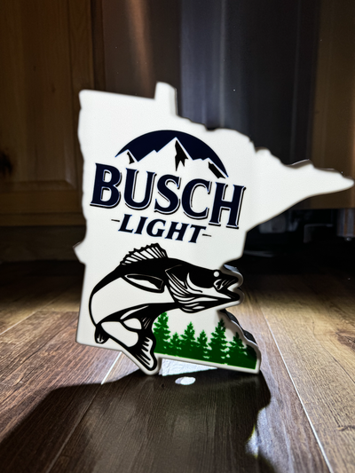 busch luz mn olho boi by msk designs arte sinais logotipos minnesota caixa cerveja pescaria floresta bosques 3d print model - Mito3D