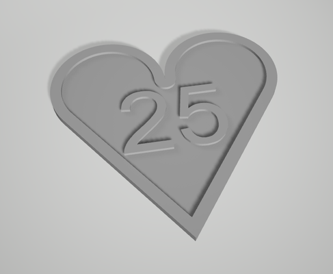 schild cuore 25 by 2 marte arte modelli 3d print model - Mito3D