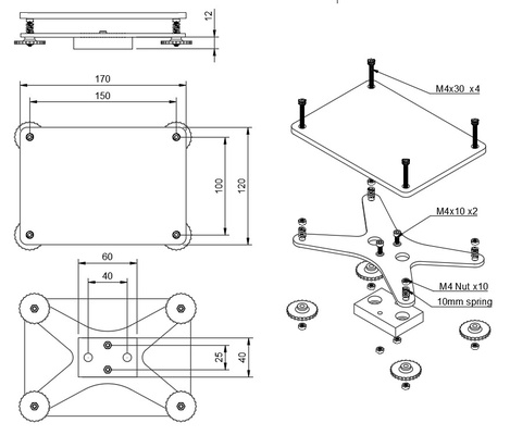 ilkbahar yüklendi 4 nokta seviye masa by chris hobi kendin yap ekstrüzyon bosch profili tesviye 3d print model - Mito3D