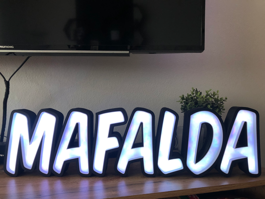 namenslampe leuchtkasten mafalda briefe by flexn 3d haushalt dekor namenslampe led lampe nachtlicht leuchtschrift 3d print model - Mito3D