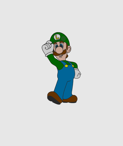 luigi llavero by dub1ns arte 2d mario juego juegos llaveros 3d print model - Mito3D