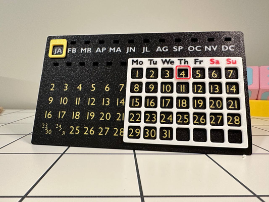 perpétuel table calendrier by fixoïde ménage bureau 3d print model - Mito3D