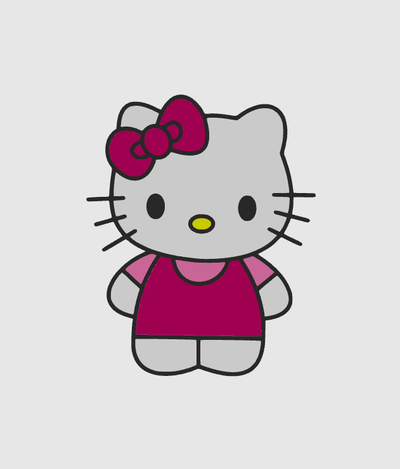 minou porte clés by dub1ns art 2d chat hello kitty mignonne 3d print model - Mito3D