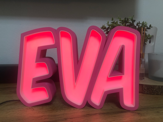 lampada lightbox eva lettere by flexn 3d domestico arredamento guidato luce notturna insegna neon 3d print model - Mito3D