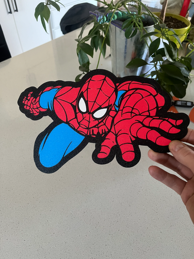 spider-man wall art by tommy gun signs & logos arta crawling logo colored 3d print model - Mito3D