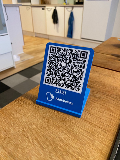 mobilepay qr skilt by lukasduus art signs & logos sign danske bank betaling payment mobile pay phone qrcode code 3d print model - Mito3D