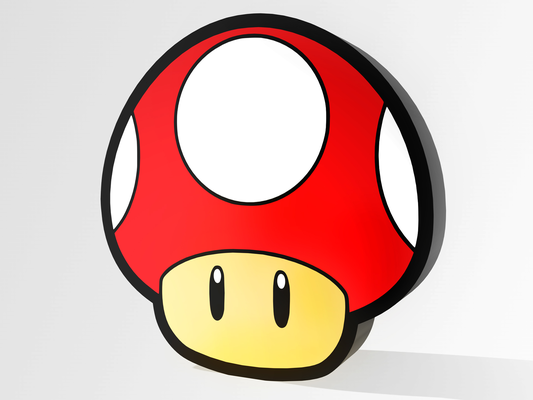 mario mushroom lightbox led lamp by geeks3d art models powerup power up 3d box light decor decoration easyprint easy print fanart multicolor lampbox supermario super 3d print model - Mito3D