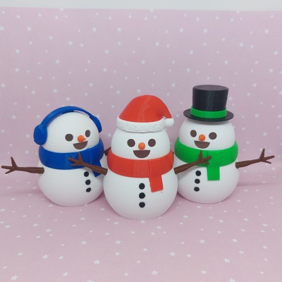 mignonne bonhomme neige facile impression led allumé by macroglosse ménage festivités décoration lampe noël easytoprint easyprint décorations adorable personnalisable changement filament kit 3d print model - Mito3D