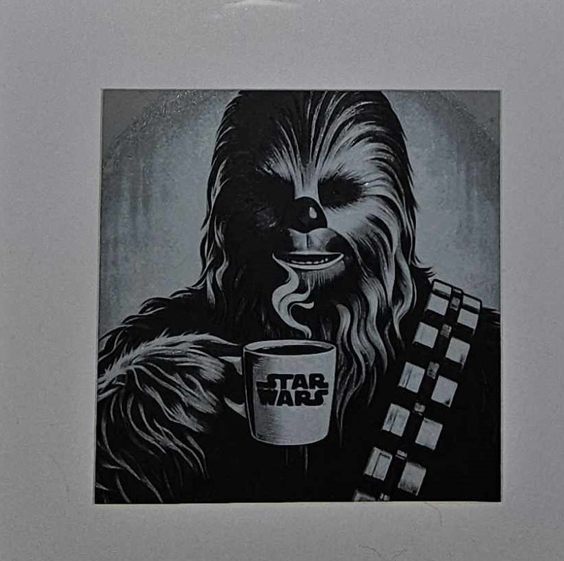 chewbacca drinking coffee by epodir art 2d star wars hueforge 3D print model - Mito3D