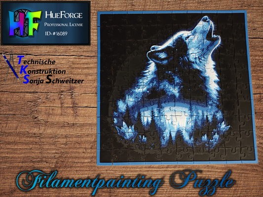 heulen wolf puzzle einfach ungeschnitten malerei by tks3d designs kunst 2d filament filamentmalerei mauer 3d print model - Mito3D