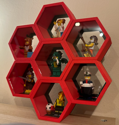 modular bienenwabe lego minifigur anzeige by arnaud6 haushalt dekor acryl sechsecke laserschnitt mauer montieren window 3d print model - Mito3D