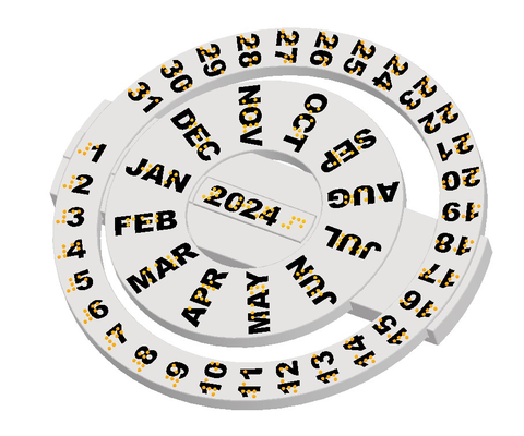 kalender regulär blindenschrift skript by doclex haushalt büro kalander blindenschrift kalender datum 3d print model - Mito3D