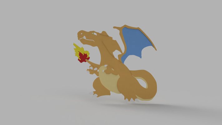 charizard pokémon 2d by chipotle art glurak dragon jeu nintendo 3d print model - Mito3D