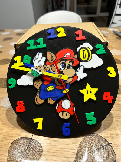 horloge mario reloj by aurelderem casa decoración 64 hermanos nintendo súper niño agujas 3d print model - Mito3D