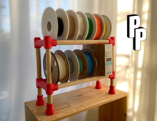 modular filament spool shelf system by prestige prototype 3d printer accessories bambu lab design p1s x1c p1p storage adapter holder 3d print model - Mito3D