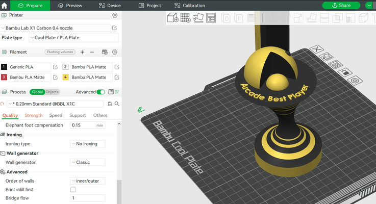 arcada jugador trofeo by constantino juguetes juegos pac man pacman juego ganador número útil useful3dprints punto 3d print model - Mito3D