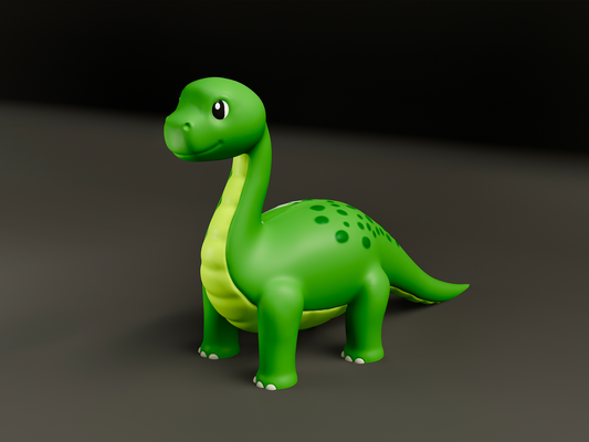 greenie dino by 3dmdesign arte sculture dinosauro carina cartone animato giocattolo amichevole divertente smeraldo verde arredamento scrivania desktop bambino giocoso animale scultura 3d print model - Mito3D