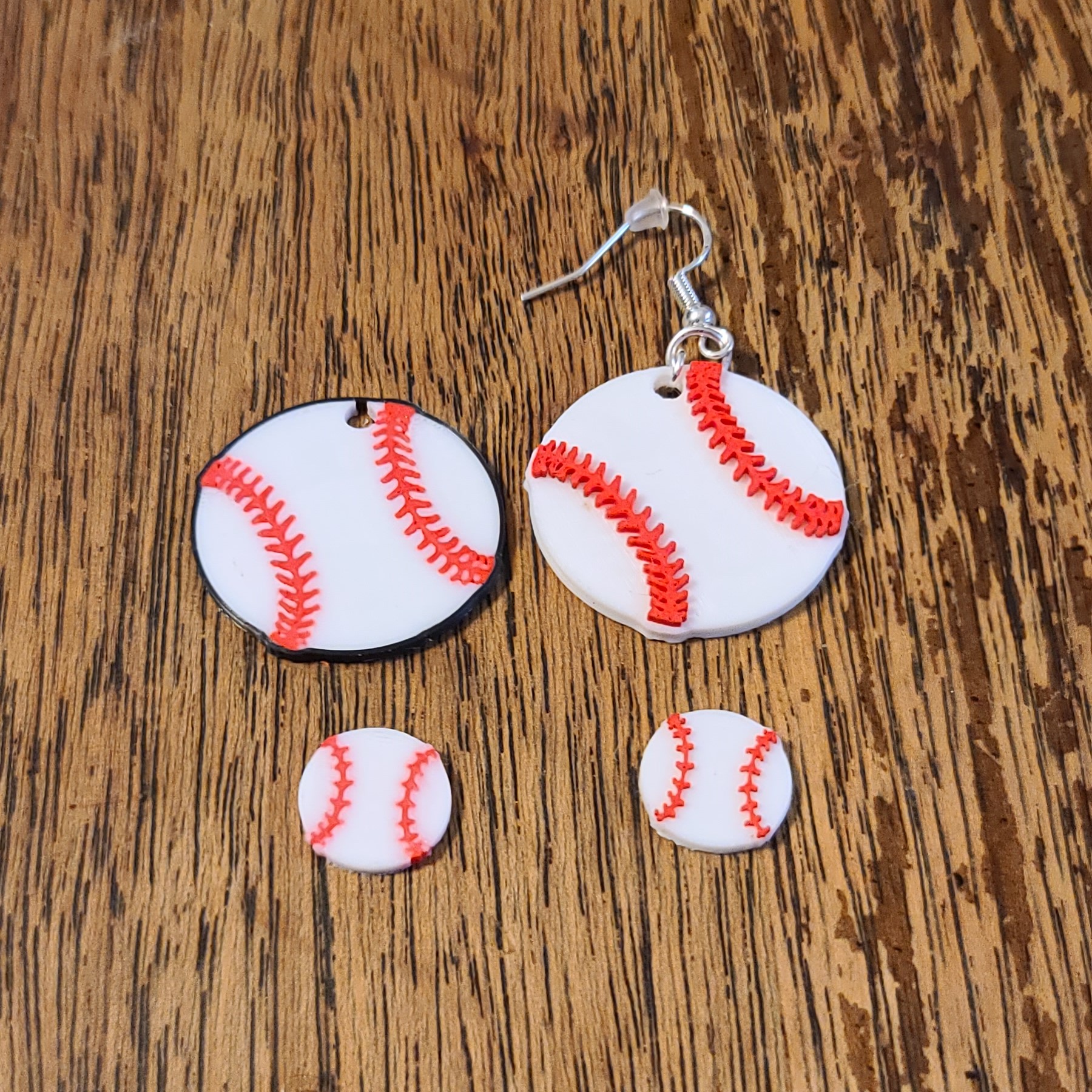 baseball earrings hoop stud by dohara1985 fashion models earring ear ring rings league sport sports angels arizona yankees mlb dodgers diamondbacks littleleague 3D print model - Mito3D