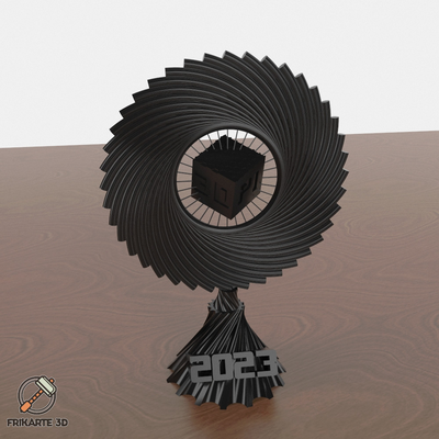 spiral würfel 3d pi auszeichnungen trophäe 2023 by frikarte3d kunst skulpturen 3dpi 3dprintingawards 3dprinting 3d print model - Mito3D