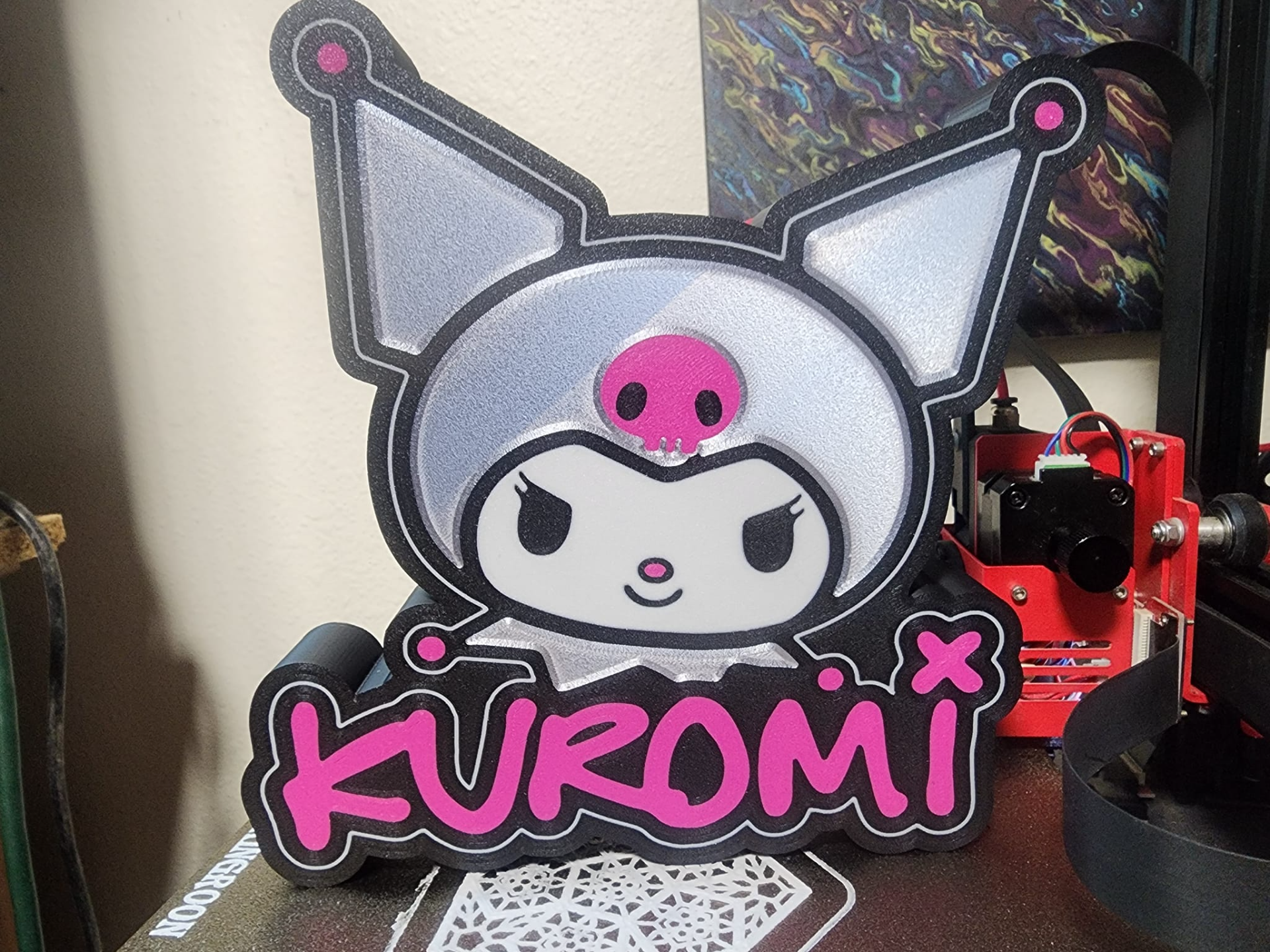 kuromi caixa luz by visão suja arte sinais logotipos gatinha sanrio desenho animado conduziu noturna rosa fofa legal placa logotipo anime 3D print model - Mito3D