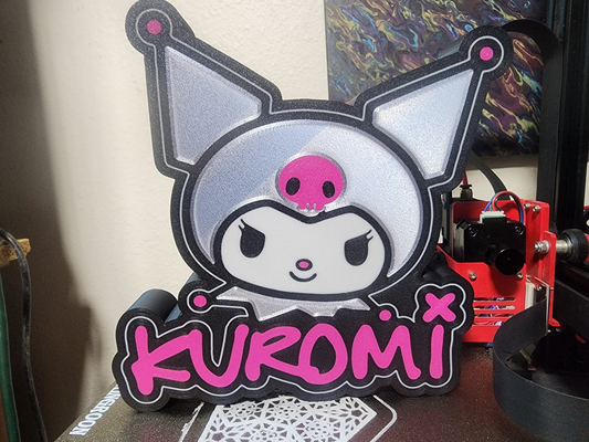 kuromi lightbox by slurdvision arte segni loghi gattino sanrio cartone animato luce scatola notte guidato notturna rosa carina freddo cartello logo anime 3d print model - Mito3D