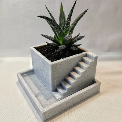 plantador escalera remezclado by zetta arte casa decoración suculento cuadrado planta maceta 3d print model - Mito3D