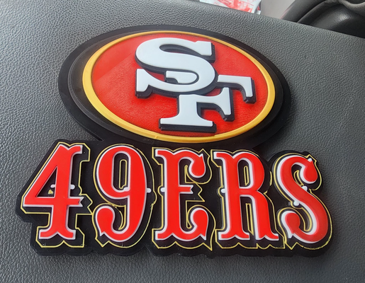 49ers 3d placa by visão suja arte sinais logotipos logotipo futebol parede san francisco ventilador 3d print model - Mito3D