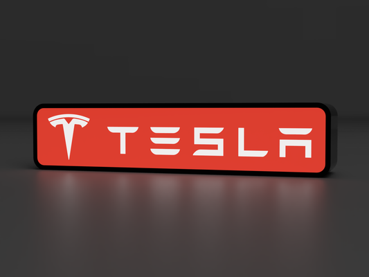 tesla logotipo conduziu caixa luz by lozagon1234 arte sinais logotipos placa carro 3d print model - Mito3D