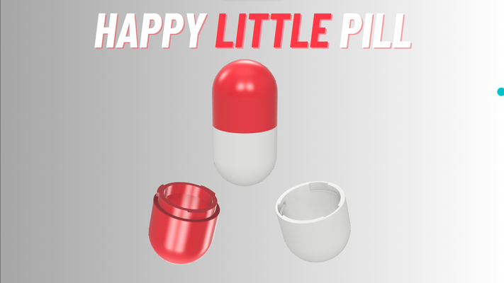 happy pill organiser by 3d accessory tools medical organizer bottle box pillorganizer medicine medicinebox 3d print model - Mito3D