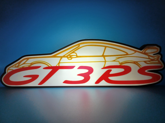 gt3rs caixa luz by 3dgifts be arte sinais logotipos porsche logotipo silhueta 3d print model - Mito3D