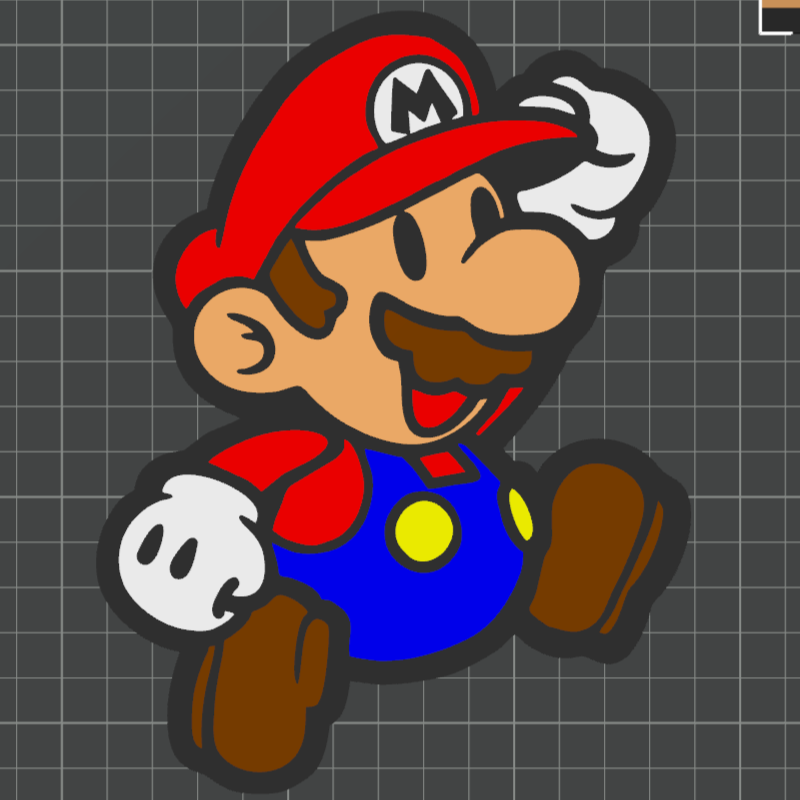 mario multi-color 3 mm wall art by omegapoint 2d videogame fun print nintendo 3D print model - Mito3D