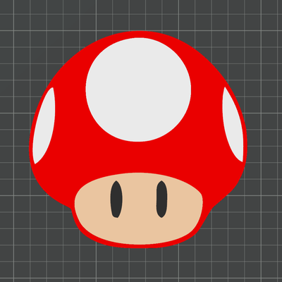 mario power-up mushroom 3 mm wall art multi by omegapoint 2d nintendo videogame fun 3d print model - Mito3D