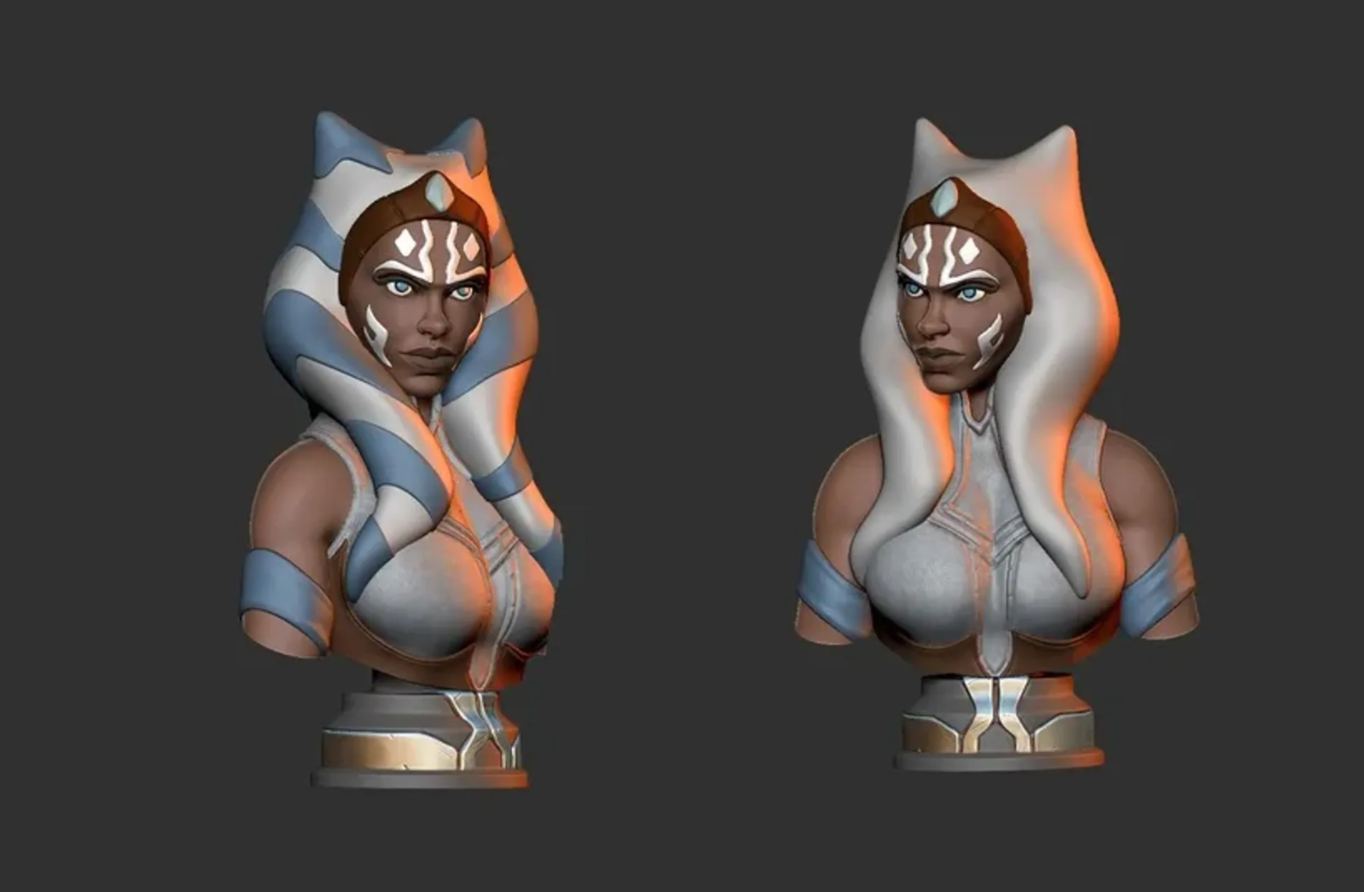 ahsoka tano by wekster juguetes juegos caracteres guerra galaxias busto mandaloriano 3D print model - Mito3D