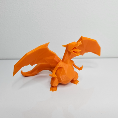 poli charizard 3 alto by perfettoprincipe miniature creature lowpoly charmander charmeleon fuoco drago 3d stampa miniatura carattere schermo statua in piedi gioco retrò nintendo figurina scolpire scultura arte opera d'arte fiamma fiamme geometrico geek anime scrivania accessori desktopaccessory arredamento decorazione decorativo game boy nes snes n64 stazione xbox 3d print model - Mito3D