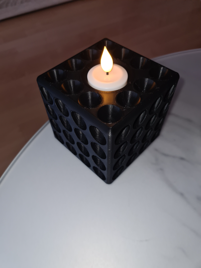 cube bougie chauffe plat led by joggel ménage décor thé lumière titulaire soutien bougeoir licht 3d print model - Mito3D