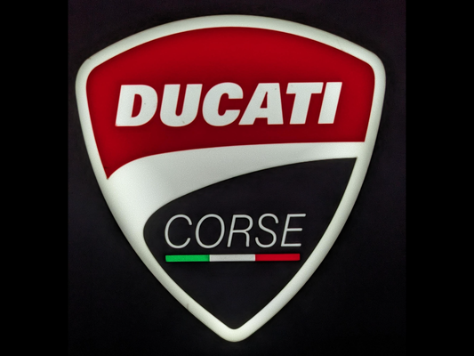 ducati lightbox guidato lampada by silman3d arte modelli motociclo motogp marca logo luce ams multicolore 3d print model - Mito3D