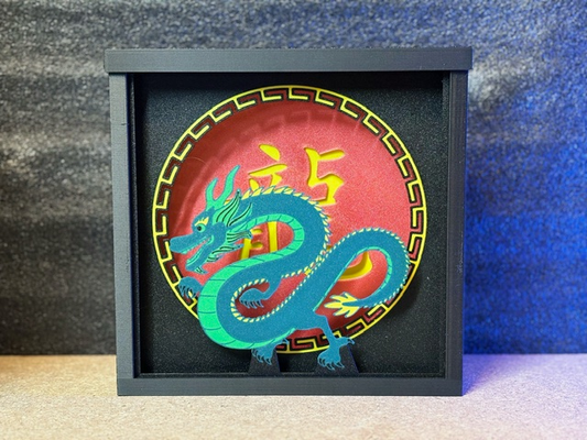 dragon chinois an ombre boîte by vieux 3d art modèles shadowbox 3d print model - Mito3D