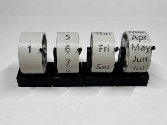 simples modular escrivaninha calendário by bonand3d casa escritório calendar2024 perpétuo giro mecânico impressão relógio cronômetro concurso 3d print model - Mito3D