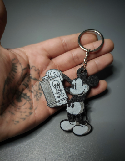 bad mickey keychain by mementohomedesign fashion models key accessory design cahin keyring gift disney cartoon mouse utility art 2d 2024 ams multi color printing a1 mini p1s x1 3d print model - Mito3D