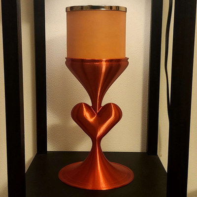 flowing heart candlestick - fits bath body works 3 wick candles mw free exclusive by makers mashup household decor valentines day candle bbw holder stick 3d print model - Mito3D