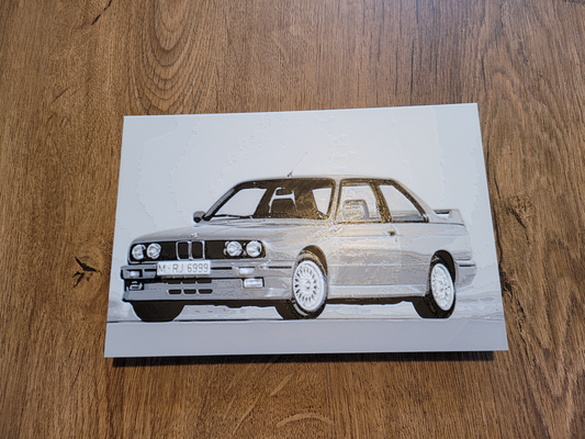 bmw obra arte by dandank arte 2d coche vehiculo ams bambu pintura color negro blanco audi opel carreras regalo 3d print model - Mito3D