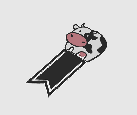 cow bookmark by elcasio art 2d cute black animal book reading read fyp unique pop gift paint 3d print model - Mito3D