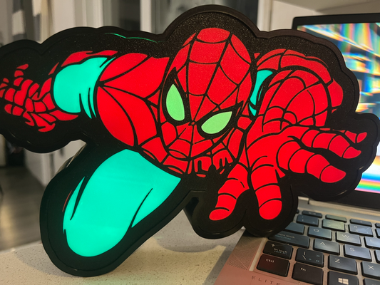 spider man lightbox by tommy pistola arte segni loghi guidato strisciando meraviglia sorprendente btf 3d print model - Mito3D