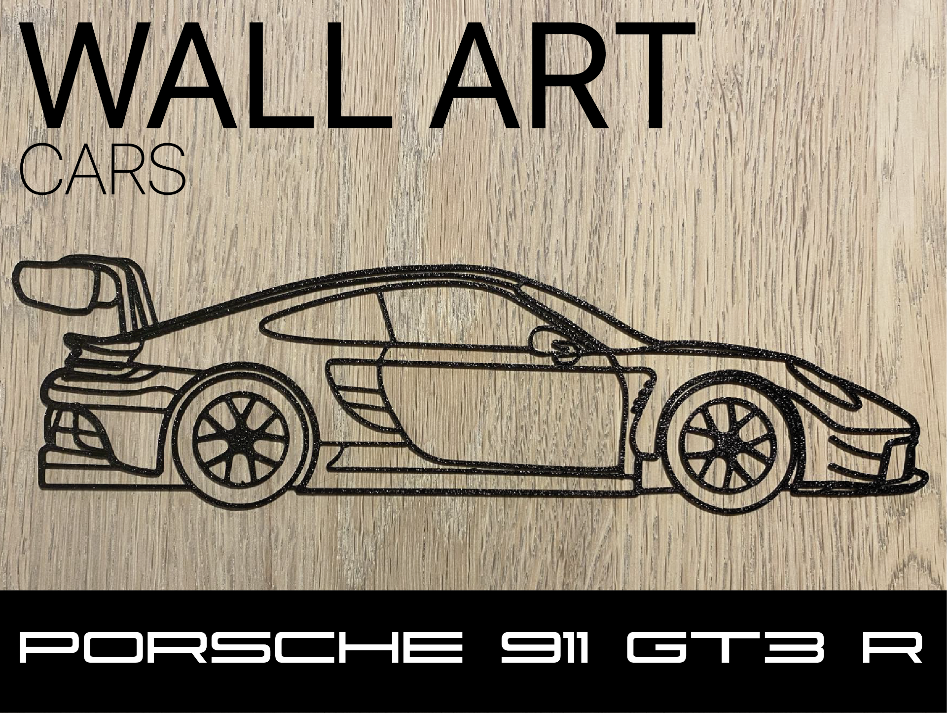 araba siluet duvar sanat porsche 911 gt3 r 2023 by uçuş 2d dekor dekorasyon modern 3D print model - Mito3D