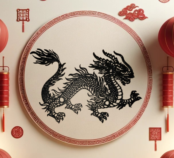 chinese dragon wall art by noriwl 2d china year of 2024 wallart 3D print model - Mito3D