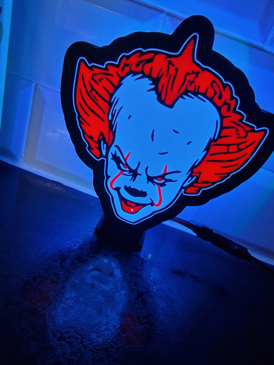 pennywise by 3dcreativecustom arte 2d luce scatola orrore guidato notte lampada film 3d print model - Mito3D