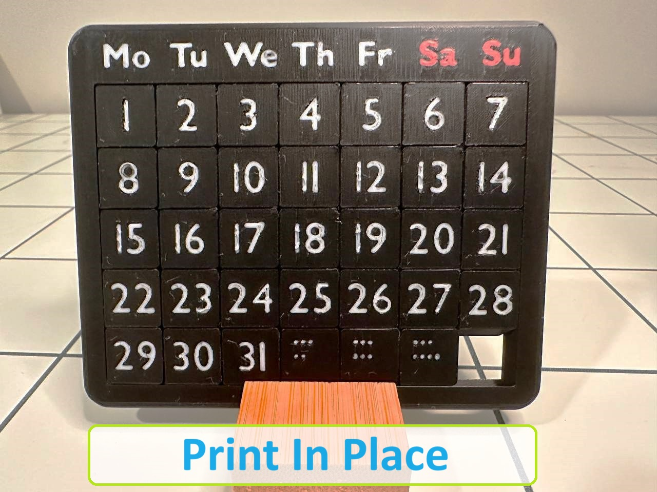 pocket-sized puzzle-34 calendar a dual-purpose desk accessory by fixoid toys & games puzzles calendar puzzle puzzle15 puzzle34 pocket pocketpuzzle pocketcalendar 3D print model - Mito3D